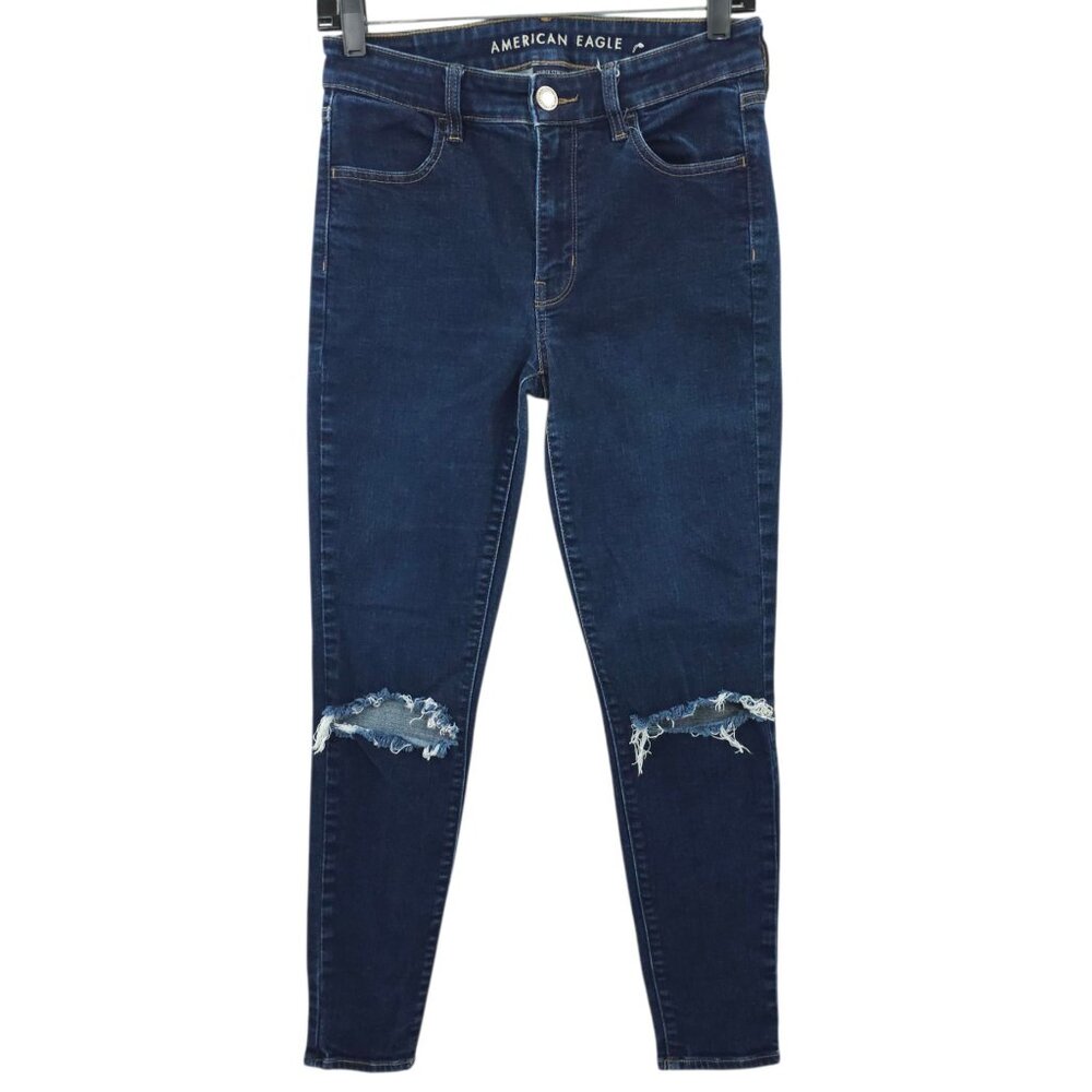 American Eagle Super Stretch Hi Rise Jegging Womens 8 Denim Jeans Distressed